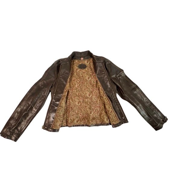Vintage Wilsons Brown Leather Motorcycle Jacket, Size M - Picture 2 of 6